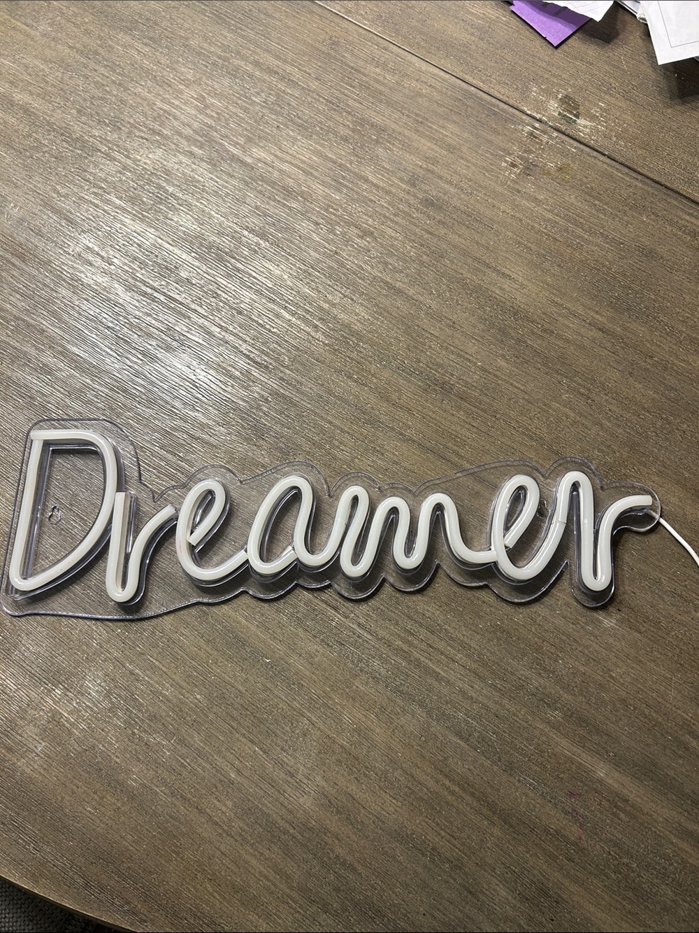 Dreamer White LED Script Wall Sign - Brand: